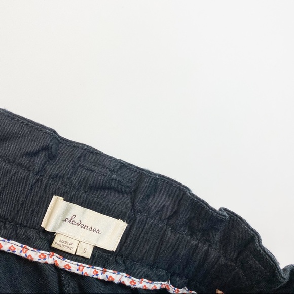 Elevenses Linen Paper Bag Tapered Black Pants S - Picture 2 of 7